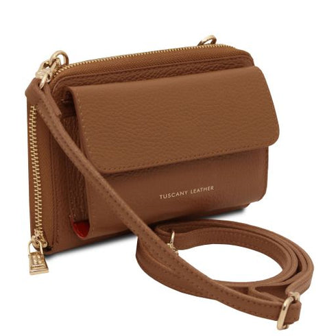 Urania - Leather wallet/phone holder with strap
